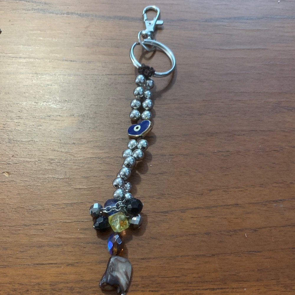 Vintage Mother of Pearl Keychain with Evil Eye🧿Charm